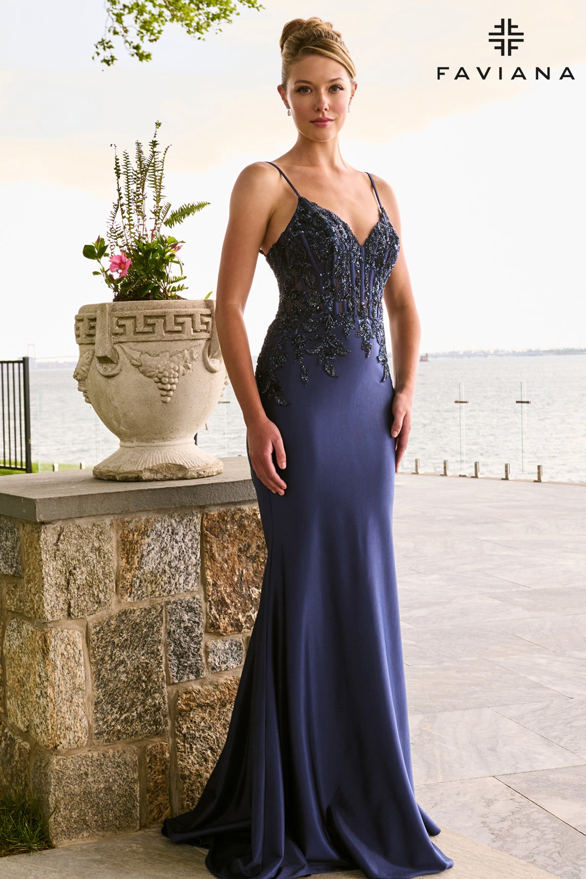 Faviana 11608 Navy Front 2