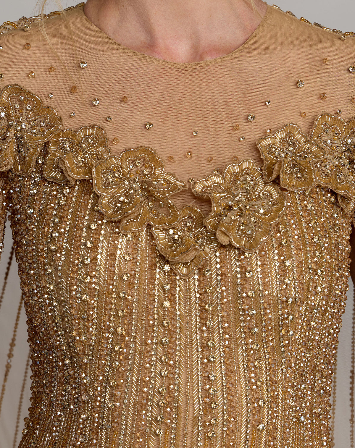 Mac Duggal 86012 Nude Gold close-up