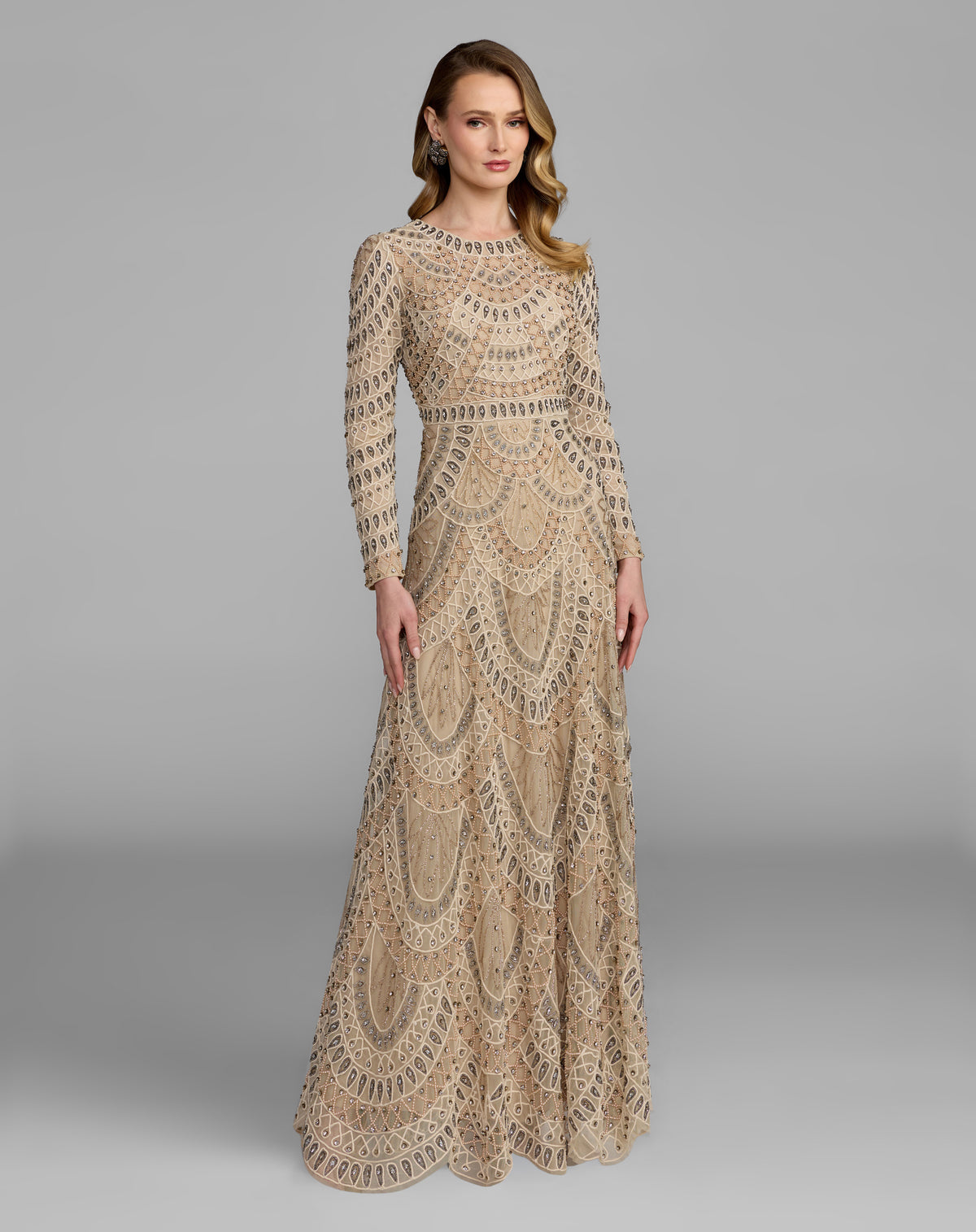 Mac Duggal 10175 Beige front