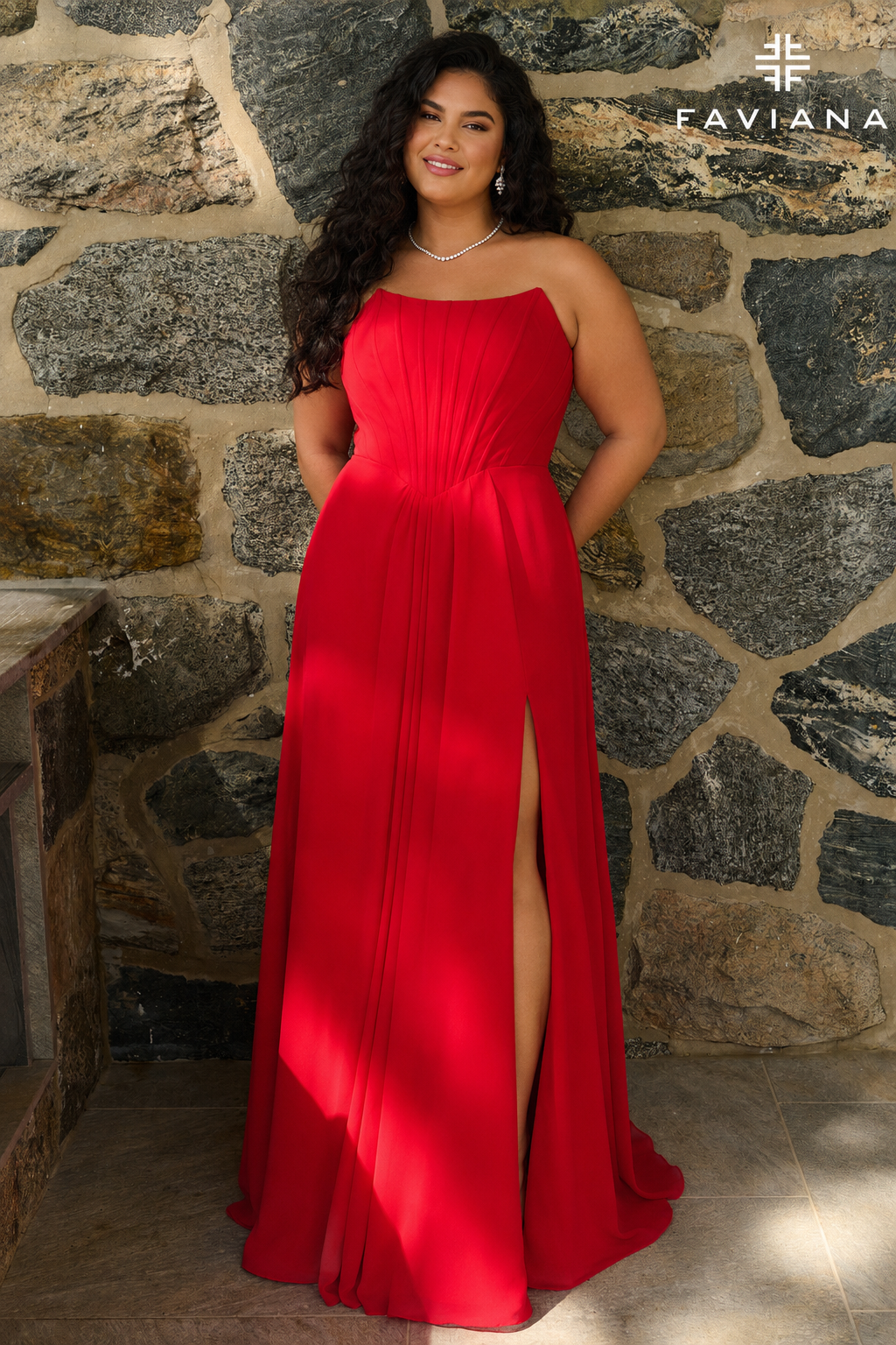 Faviana 11672 Red Front (Plus Size)