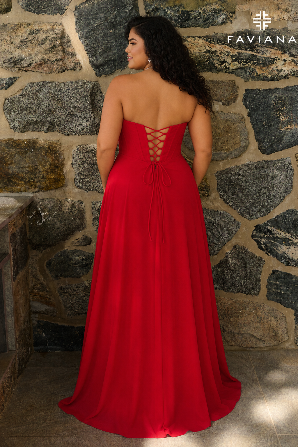 Faviana 11672 Red Back (Plus Size)