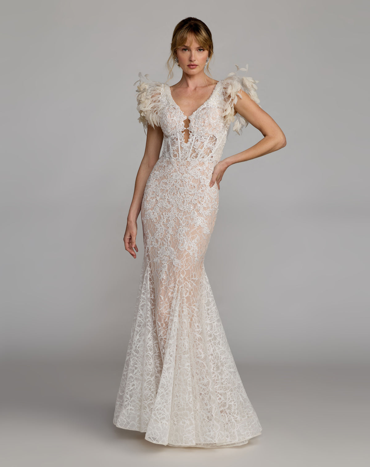 Mac Duggal 79453 Ivory Nude front