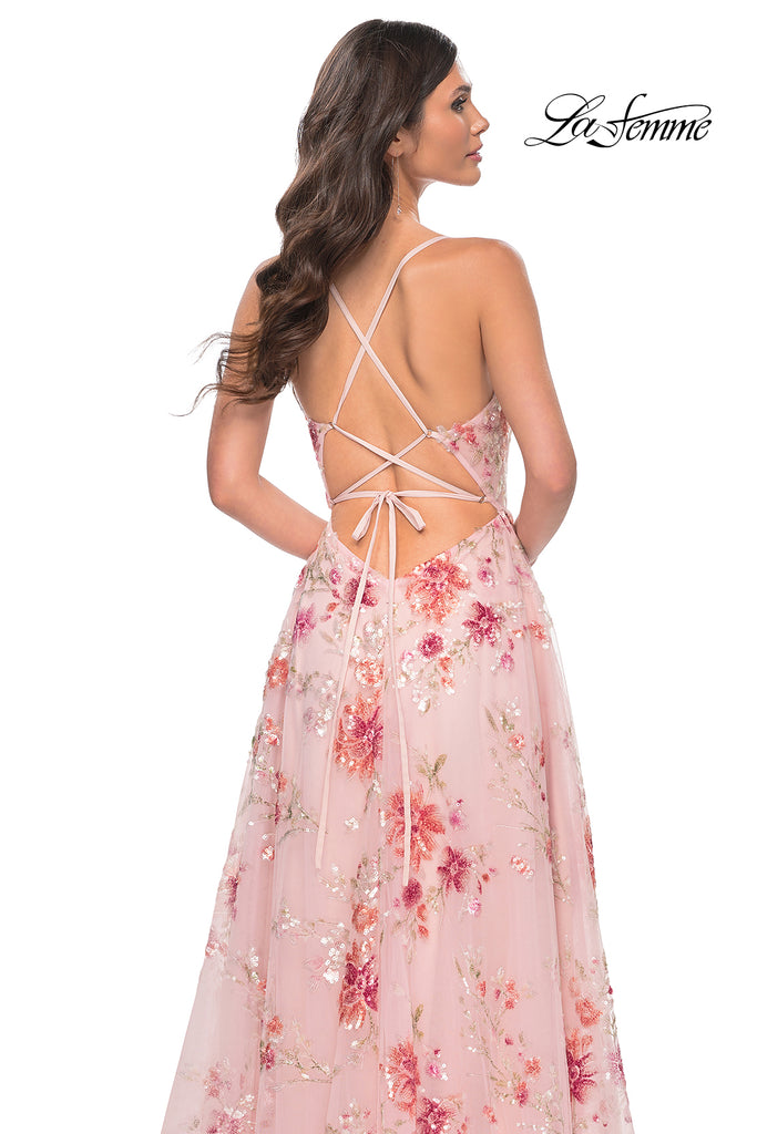 La Femme Prom Dresses Pink Lace