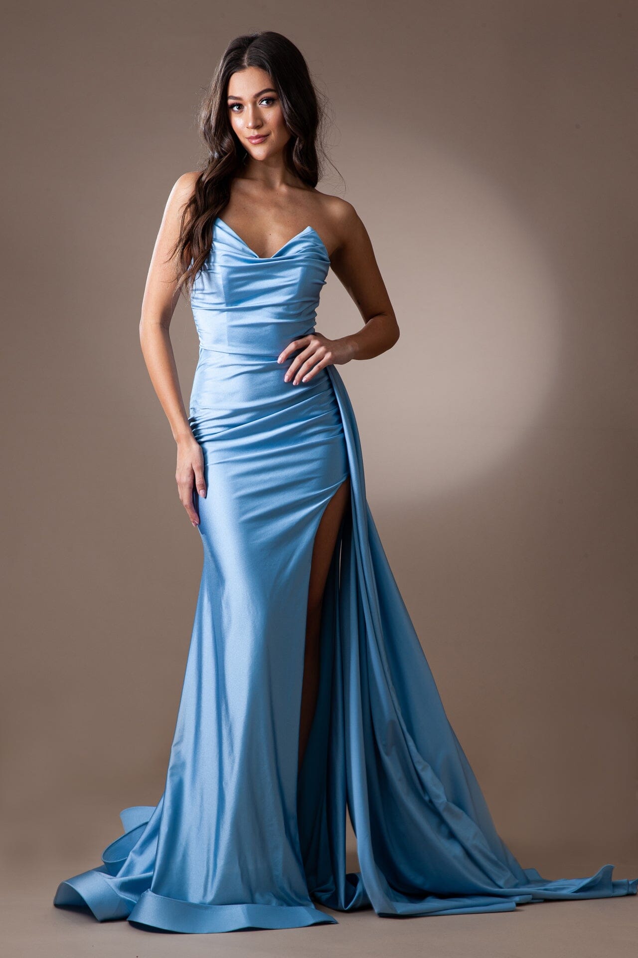 amelia prom dress ONE SHOULDER LACE & TULLE SKIRT DRESS WITH SHOULDER SASH BY AMELIA COUTURE 7048 SAGE / 0