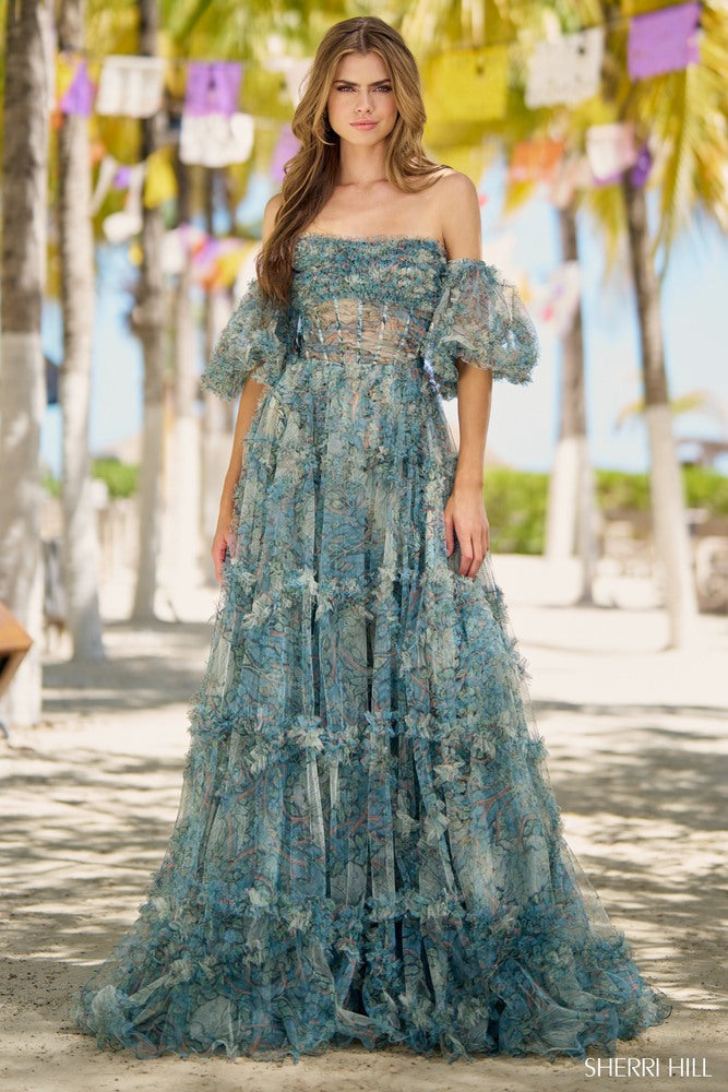 sherri hill bohemian dress Sherri Hill 55560 - Long Tulle A-line Dress