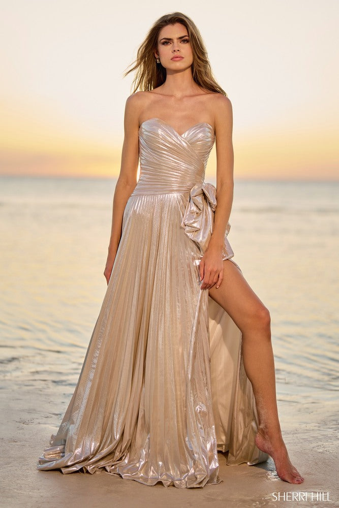 Sherri Hill Floral Satin Prom Dress 56256