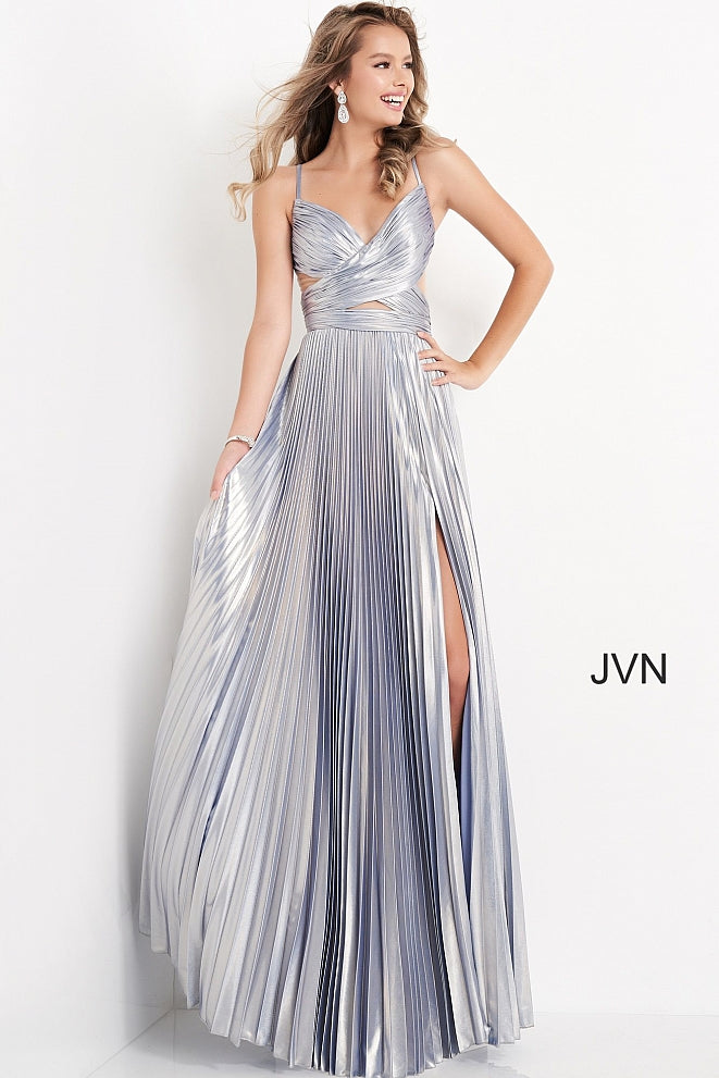 JVN04890 Spaghetti Strap Pleated Prom Dress
