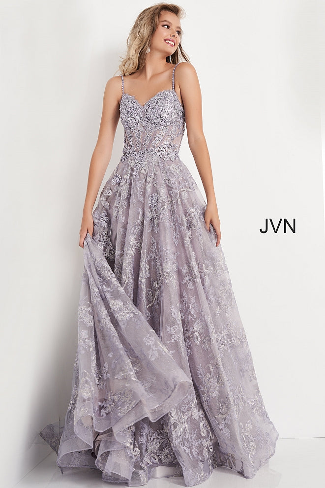 JVN06474 Spaghetti Sweetheart Neckline Prom Dress