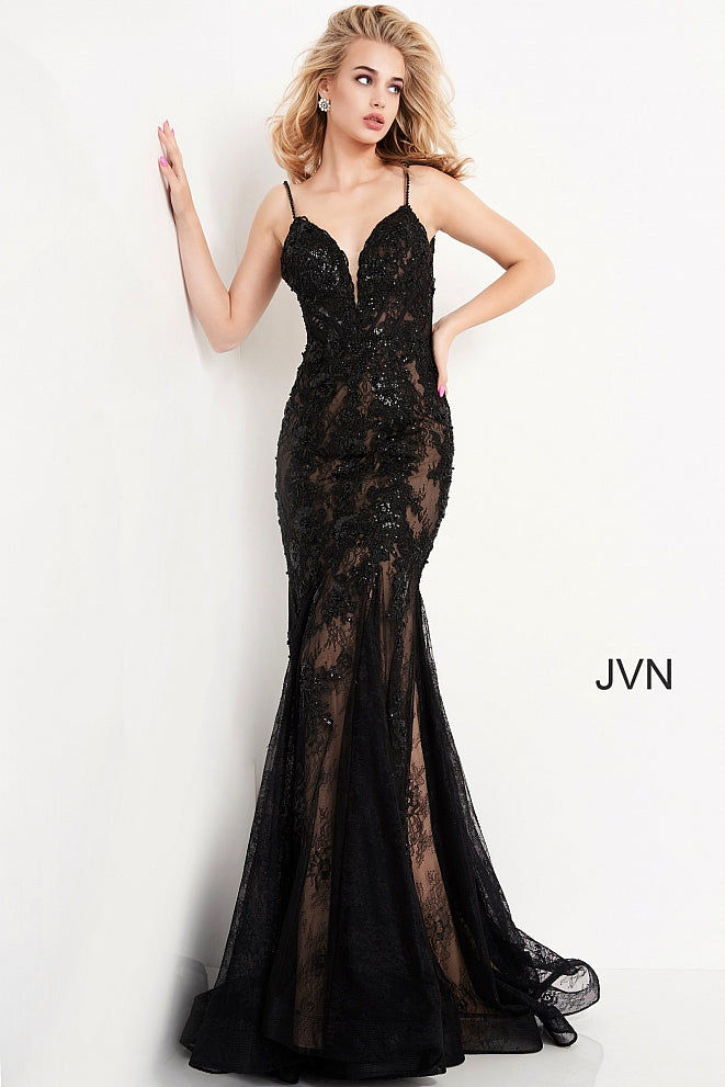 JVN06475 Plunging Neckline Prom Dress