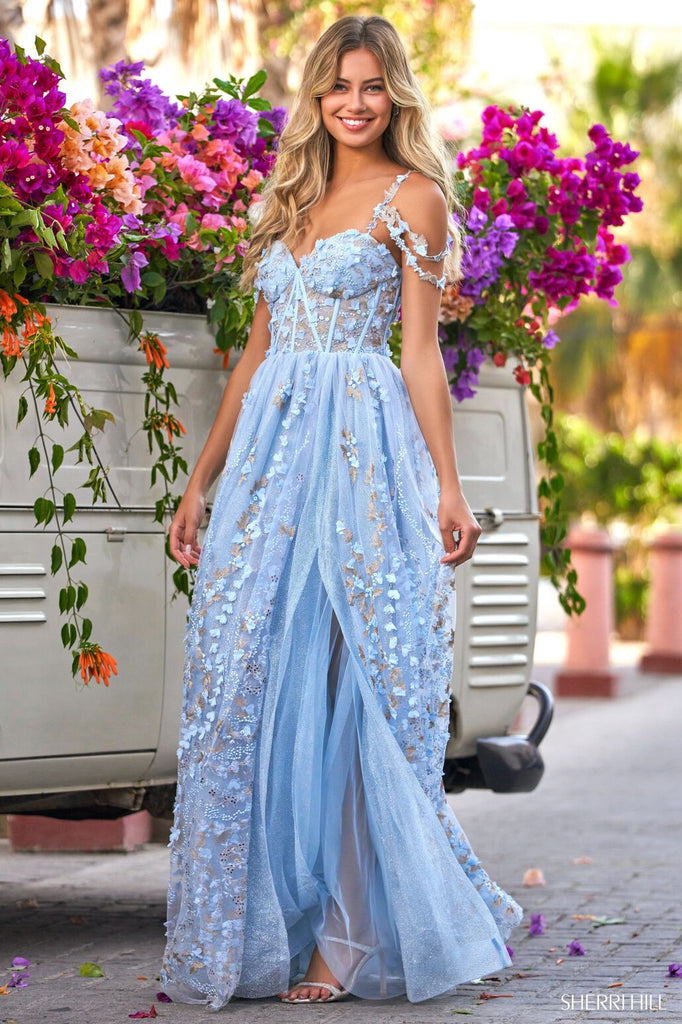 Sherri Hill Size 6 Prom One Shoulder Sequined Blue Side Slit Dress on  Queenly